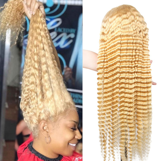 Blonde Ambition: Stunning 613 Blonde 13x4 Lace Front Wig – Pre-Plucked Brazilian Deep Wave with Transparent Lace! - Pure Hair Gaze