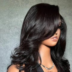 Curtain Bangs Straight Layered Wig with Wear And Go Wigs Glueless - Pure Hair Gaze