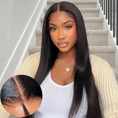 6x4 Wear and Go Glueless Wigs Human Hair Pre Plucked Pre Cut Lace Front Wigs Bone Straight 100% Human Hair Wigs For Women Geeta - Pure Hair Gaze