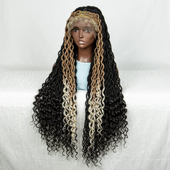 Curly Faux Locs Synthetic Box Braided Wig - Pure Hair Gaze