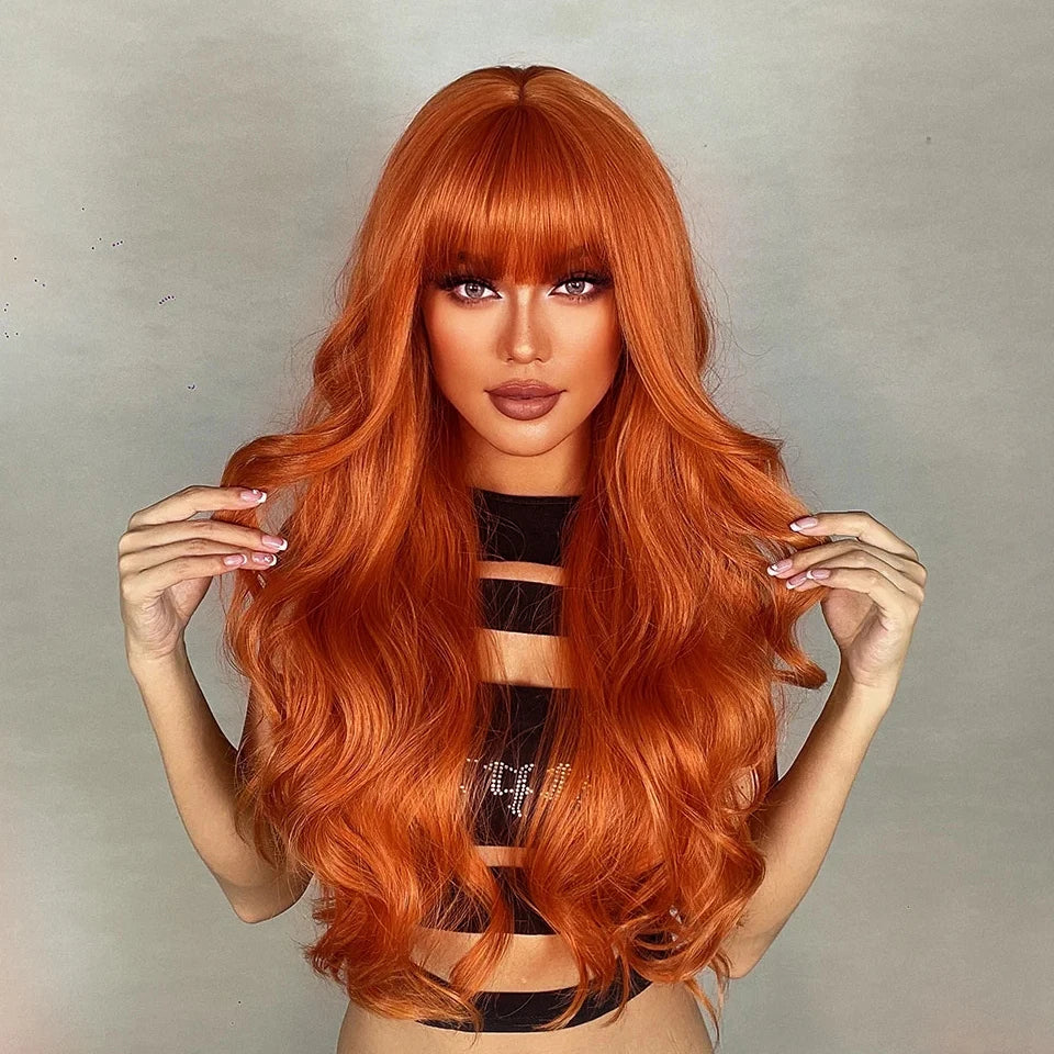 Ginger Wig - Glueless -  Human Hair With Bangs Fringe - Body Wave - Pure Hair Gaze
