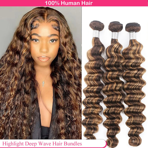 Highlight Human Hair Deep Wave Bundles