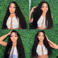 13x4 Transparent Lace Frontal Deep Wave Human Hair Bundles - Pure Hair Gaze