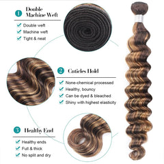 Highlight Human Hair Deep Wave Bundles - Pure Hair Gaze