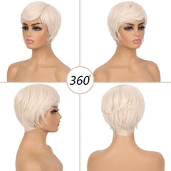 Short Layered Platinum Blonde Pixie Wig - Pure Hair Gaze