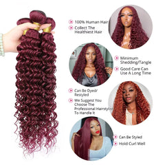 Burgundy Deep Wave Bundles - Pure Hair Gaze