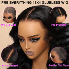 Pre Everything 7x5 13x4 Straight Bob Wigs Pre Cut Bleached Human Hair Lace Frontal Wig 150% Density Wear Go Glueless Wig - Pure Hair Gaze