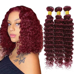 Burgundy Deep Wave Bundles - Pure Hair Gaze