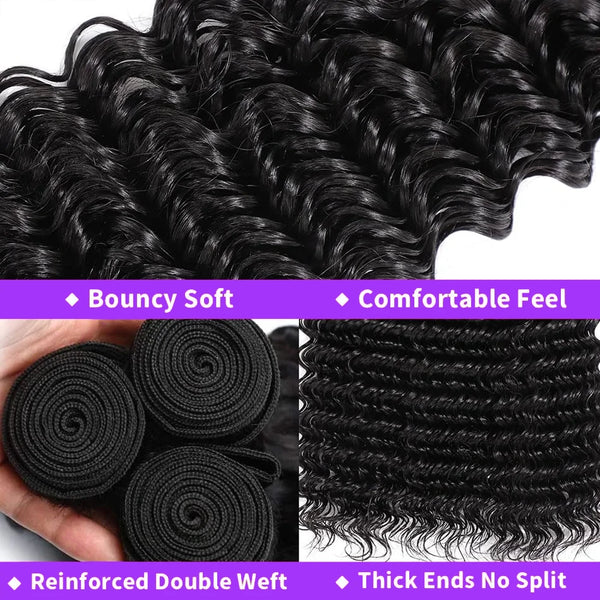 13x4 Lace Frontal Human Hair Weaving Curly Bundles
