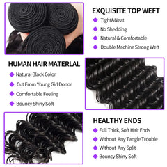 13x4 Transparent Lace Frontal Deep Wave Human Hair Bundles - Pure Hair Gaze