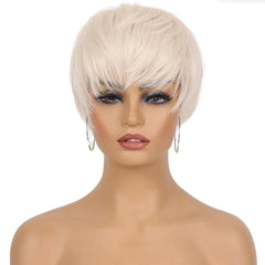 Short Layered Platinum Blonde Pixie Wig - Pure Hair Gaze