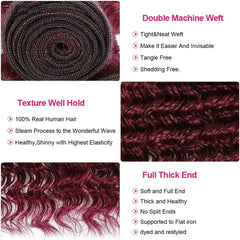 Burgundy Deep Wave Bundles - Pure Hair Gaze