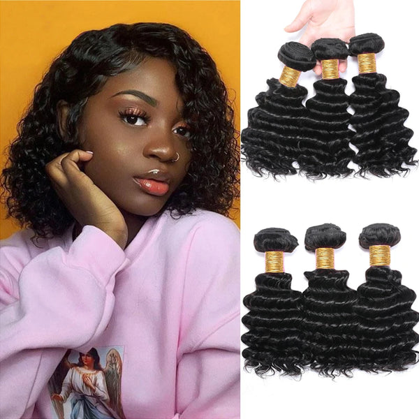 Deep Wave Bundles Brazilian Human Hair Weave Extension