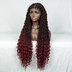 Curly Faux Locs Synthetic Box Braided Wig - Pure Hair Gaze