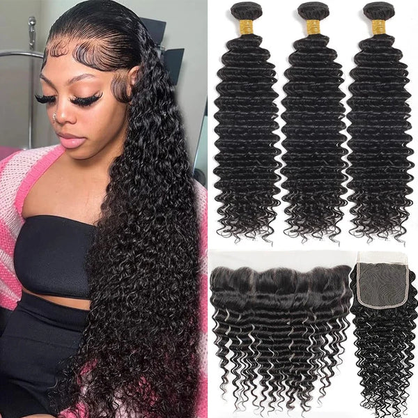 4x4 Closure Deep Wave Human Hair Extensions