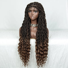 Curly Faux Locs Synthetic Box Braided Wig - Pure Hair Gaze