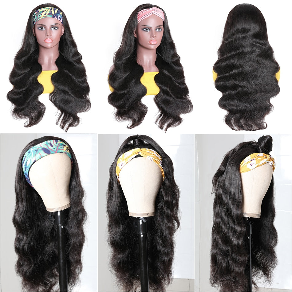 Headband Wigs - Body Wave - 150% Density Brazilian - Glueless - Human Hair - Natural Color - Pure Hair Gaze