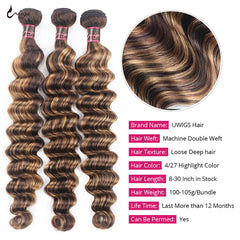 Highlight Loose Deep Wave Ombre Hair Bundles with Closure - Pure Hair Gaze