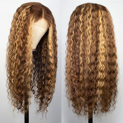 Curly Human Hair 13x1 Honey Blonde Wigs - Pure Hair Gaze