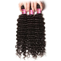 Natural Brazilian Deep Wave Bundles - 12-26 Inch 100% Human Hair - Pure Hair Gaze