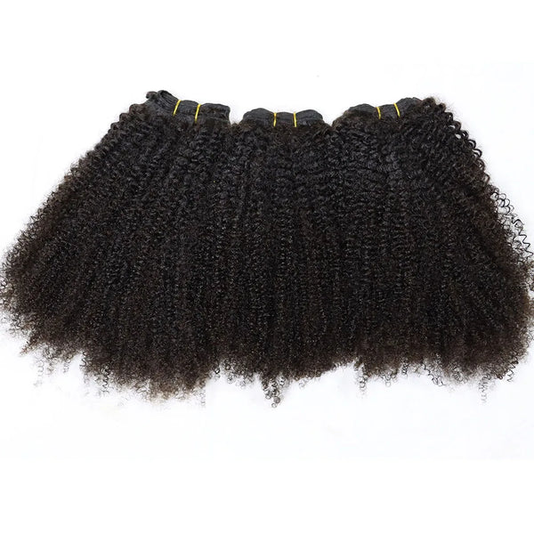 Double Weft Small Tight Kinky Curly Bundles with Lace Frontal Closure