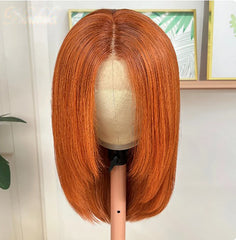 13x4 Lace Front Wig With Butterfly Wolf Layered Cut Burnt Orange Straight Lace Frontal Wig For Women - Pure Hair Gaze