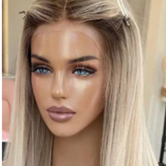 Ombre Ash Blonde Transparent Lace Wigs Human Hair Straight 13x4 Lace Front Wigs For Women Preplucked Blonde Remy Human Hair Wig - Pure Hair Gaze