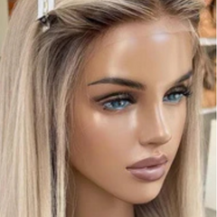 Ombre Ash Blonde Transparent Lace Wigs Human Hair Straight 13x4 Lace Front Wigs For Women Preplucked Blonde Remy Human Hair Wig - Pure Hair Gaze