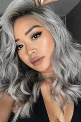 Ombre Gray Human Hair Lace Wigs Preplucked