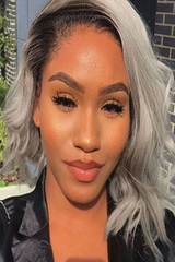 Ombre Gray Human Hair Lace Wigs Preplucked