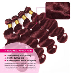 Red Colored Human Hair Body Wave Bundles - Pure Hair Gaze