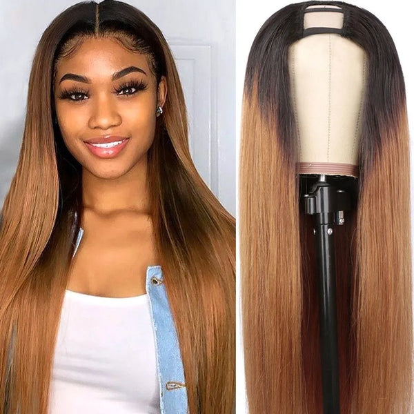 2 Tone Brown U Part Wig Human Hair