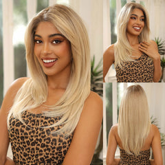 Synthetic Lace Frontal Wigs Natural Layered Brown Shoulder Length Transparent 4*4 Lace Wig - Pure Hair Gaze