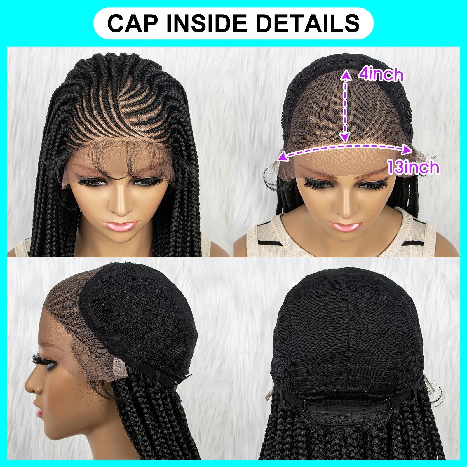 HD Lace Wigs - Braided Wigs - 13x4 HD Lace Front - Synthetic With Baby Hair - Pure Hair Gaze
