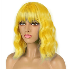 Women Short Yellow Wig with Bangs - Pure Hair Gaze
