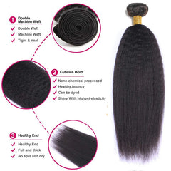 3 Bundles Kinky Straight Peruvian Hair Weave Bundles - Pure Hair Gaze