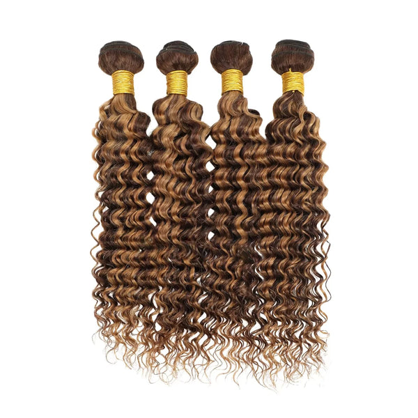 Deep Wave Highlighted Human Hair Bundles