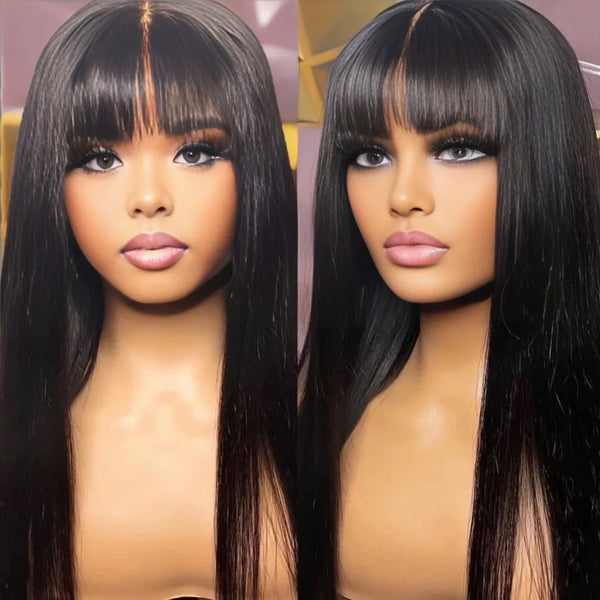 Curtain Bangs 3x1 Middle Part Lace Wig Bone Straight Human Hair Wig