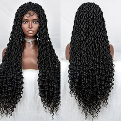 Full Lace Curly Faux Locs Braided Wig - Pure Hair Gaze