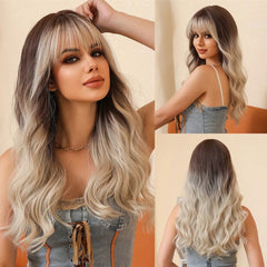 Heat Resistant Ash Blonde Wavy Wig - Pure Hair Gaze