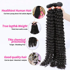 Long Deep Wave Human Hair Curly Bundles - Pure Hair Gaze