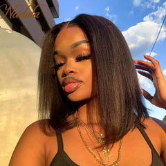 Hair Yaki Straight Bob 7x5 Bye Bye Knots Lace Closure Wig 13x4 Lace Frontal Pre-Bleached Natural Looking Glueless Wig - Pure Hair Gaze