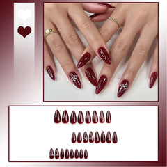 24pcs Reusable Press-On Fake Nails with Designs - Aurora Diamond Tips - Pure Hair Gaze