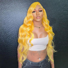 Yellow Wigs - Transparent Lace Frontal Wig - Brazilian Straight Human Hair - Pure Hair Gaze