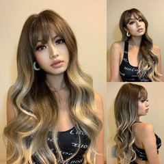 Heat Resistant Ash Blonde Wavy Wig - Pure Hair Gaze