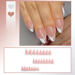 24pcs Reusable Press-On Fake Nails with Designs - Aurora Diamond Tips - Pure Hair Gaze