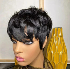 Pixie Cut Human Hair Natural Black Wig - Pure Hair Gaze