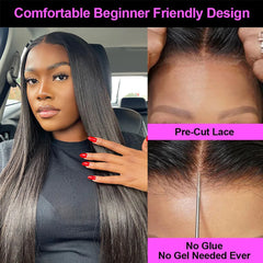 6x4 Wear and Go Glueless Wigs Human Hair Pre Plucked Pre Cut Lace Front Wigs Bone Straight 100% Human Hair Wigs For Women Geeta - Pure Hair Gaze