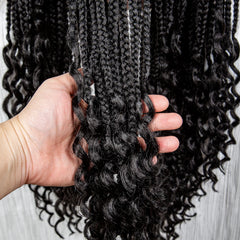 Full Lace Synthetic Box Braided Wig With Curly Ends - Pure Hair Gaze