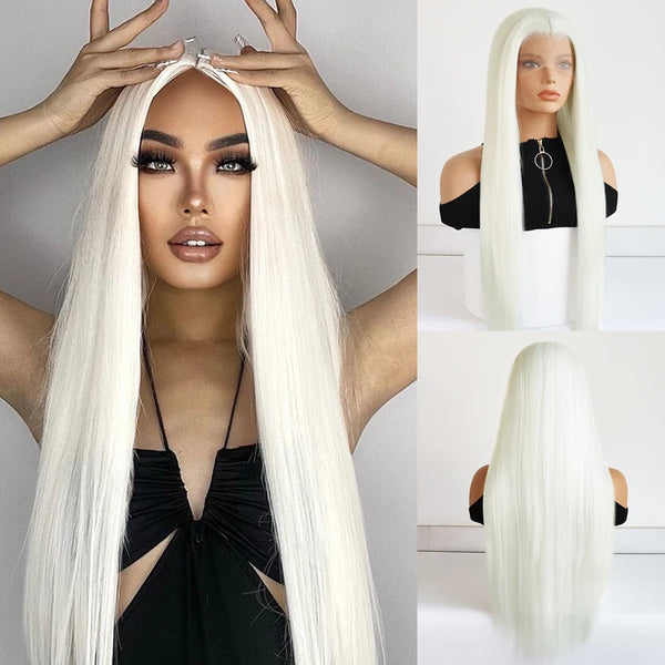 Heat Resistant Synthetic Platinum Blonde wig